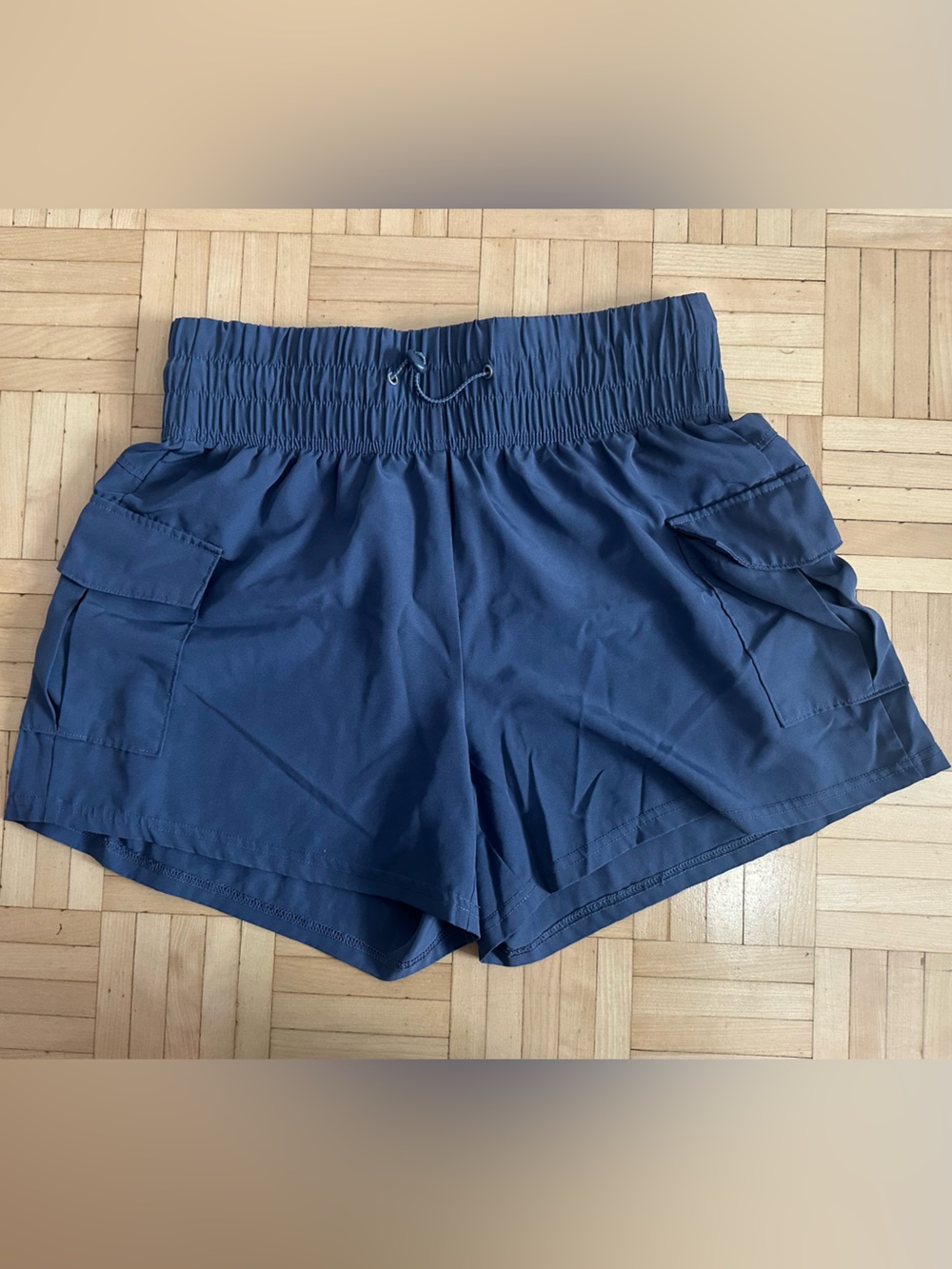 Women's Navy Blue Athletic Shorts with Elastic Waist